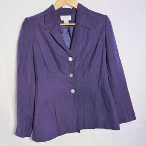 Jennifer Moore Deep Purple Silk Sz 6 Women's Blazer MOP Buttons